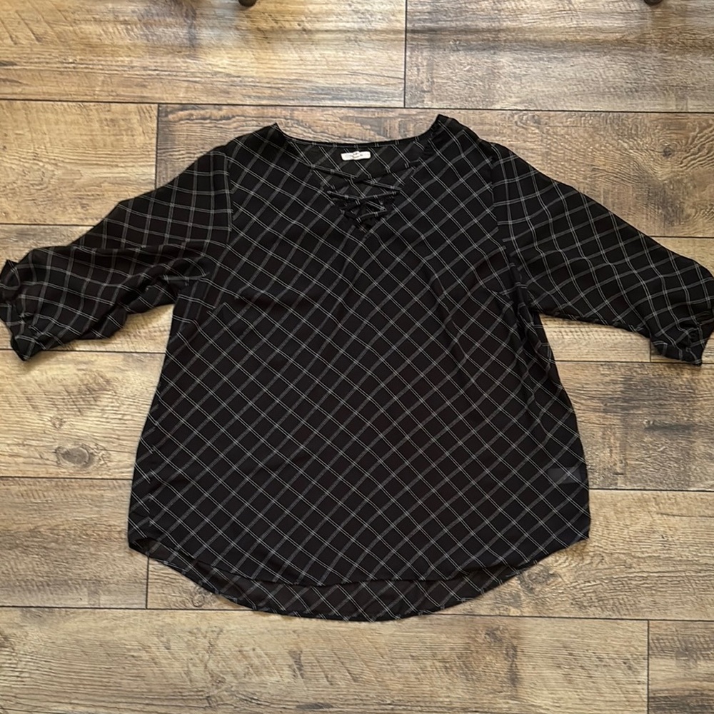 Black Plaid Women's Top